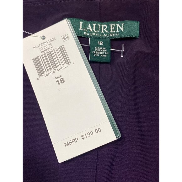 Lauren Ralph Lauren NWT $190 Purple Flutter Sleeve Sequin Accent Gown Size 18 - Picture 9 of 10